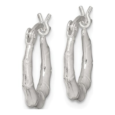 Sterling Silver 15mm Bamboo Hoop Earrings – view 3