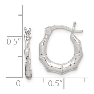 Sterling Silver 15mm Bamboo Hoop Earrings – view 5