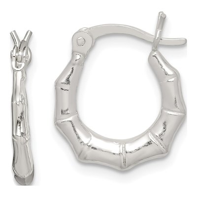 Sterling Silver 15mm Bamboo Hoop Earrings