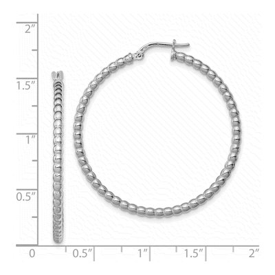 Sterling Silver 35mm Beaded Hoop Earrings – view 5