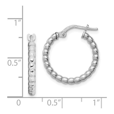 Sterling Silver 15mm Beaded Hoop Earrings – view 5