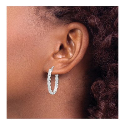 Sterling Silver Oval Hoop Earrings – view 4