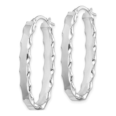 Sterling Silver Scalloped Oval Hoop Earrings – view 3