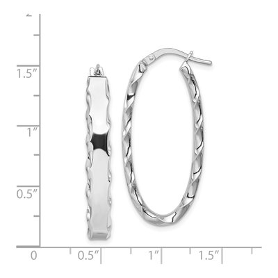 Sterling Silver Scalloped Oval Hoop Earrings – view 5