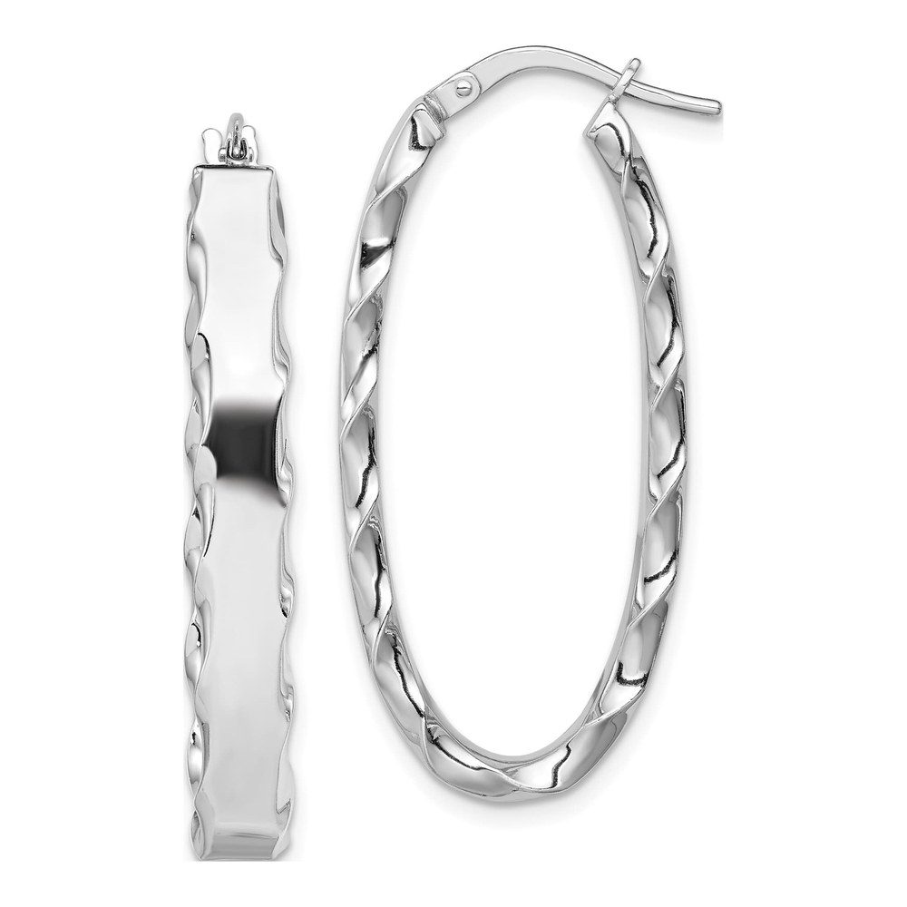 Sterling Silver Scalloped Oval Hoop Earrings