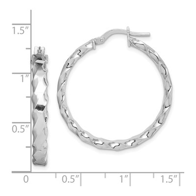 Sterling Silver 32mm Scalloped Edge Hoop Earrings – view 5