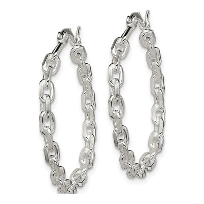 Sterling Silver 32mm Cable Hoop Earrings – view 3