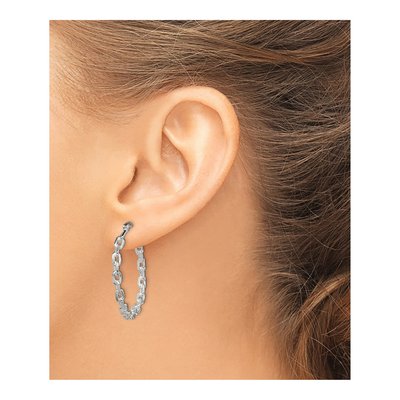 Sterling Silver 32mm Cable Hoop Earrings – view 4