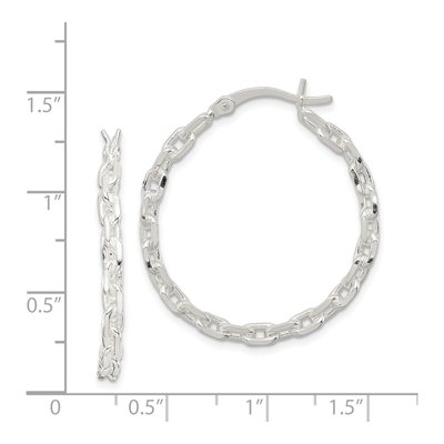 Sterling Silver 32mm Cable Hoop Earrings – view 5