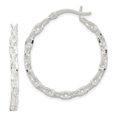 Sterling Silver 32mm Cable Hoop Earrings