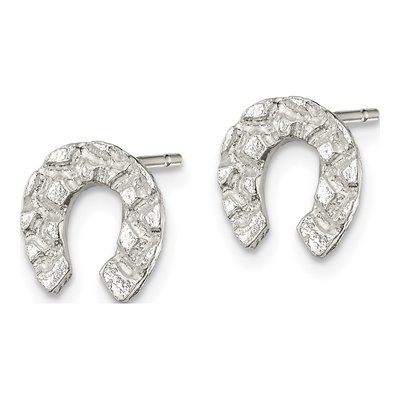 Sterling Silver Horseshoe Mini Stud Earrings – view 3