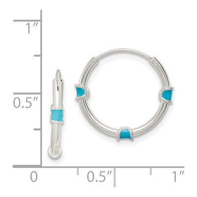 Sterling Silver 18mm Blue Enamel Endless Hoop Earrings – view 5