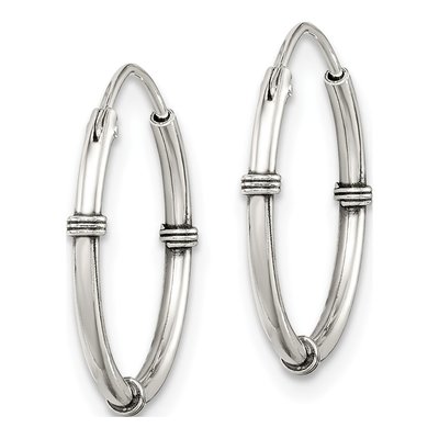 Sterling Silver 18mm Antiqued Endless Hoop Earrings – view 3