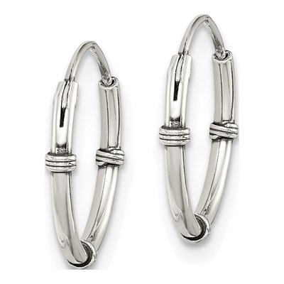 Sterling Silver 15mm Antiqued Endless Hoop Earrings – view 3