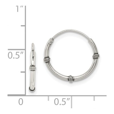 Sterling Silver 15mm Antiqued Endless Hoop Earrings – view 5