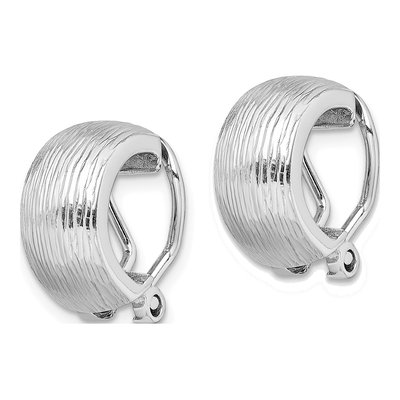 Sterling Silver 16mm Non-Pierced Diamond-Cut Hoop Earrings – view 3