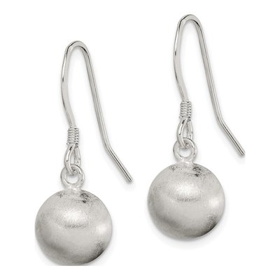 Sterling Silver Laser-Cut Ball Shepherd Hook Dangle Earrings – view 3