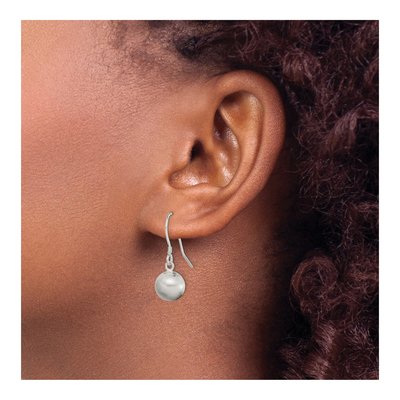 Sterling Silver Laser-Cut Ball Shepherd Hook Dangle Earrings – view 4