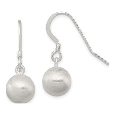 Sterling Silver Laser-Cut Ball Shepherd Hook Dangle Earrings
