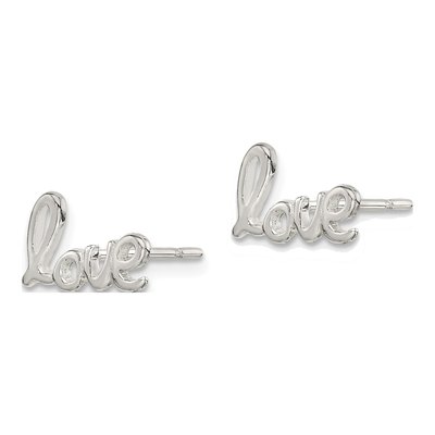 Sterling Silver Love Stud Earrings – view 3