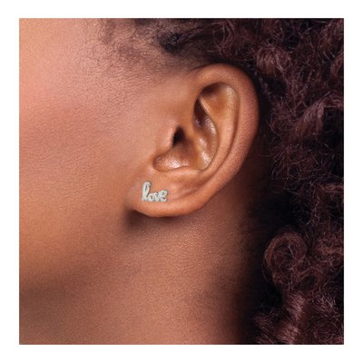 Sterling Silver Love Stud Earrings – view 4