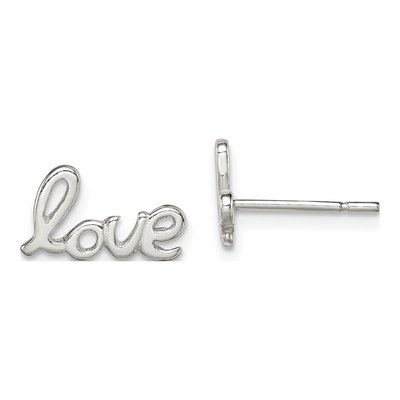 Sterling Silver Love Stud Earrings