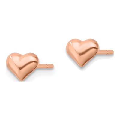 Rose Gold-Plated Sterling Silver Puffed Heart Stud Earrings – view 3