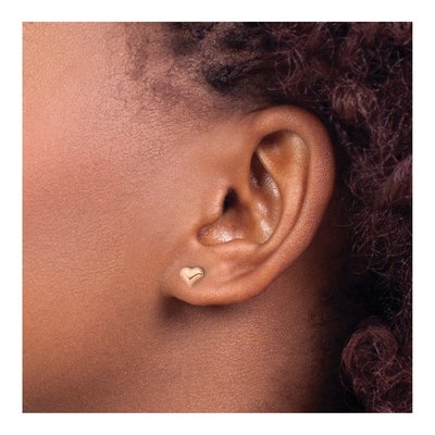 Rose Gold-Plated Sterling Silver Puffed Heart Stud Earrings – view 4