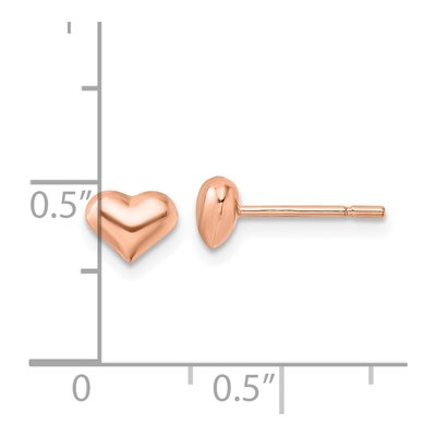 Rose Gold-Plated Sterling Silver Puffed Heart Stud Earrings – view 5