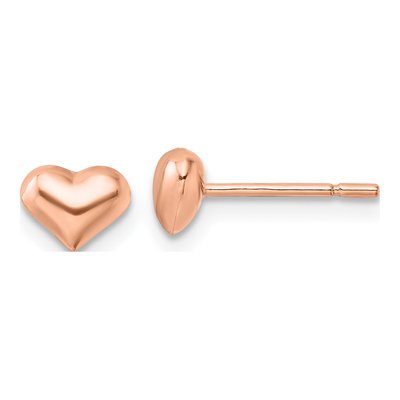 Rose Gold-Plated Sterling Silver Puffed Heart Stud Earrings