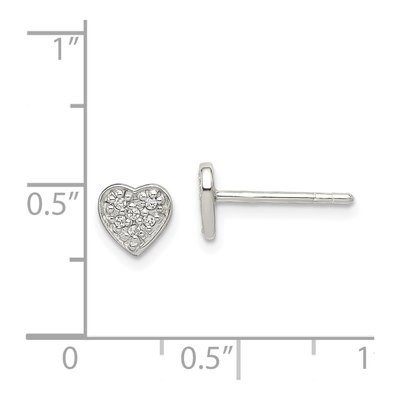 Sterling Silver Round CZ Heart Stud Earrings – view 5