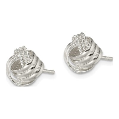 Sterling Silver Knot Button Stud Earrings – view 3