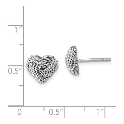 Sterling Silver Twisted Love Knot Heart Stud Earrings – view 5