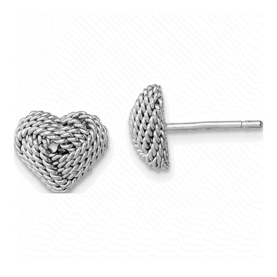 Sterling Silver Twisted Love Knot Heart Stud Earrings