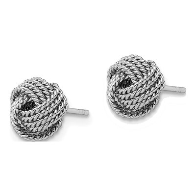 Sterling Silver Rope Knot Button Stud Earrings – view 3