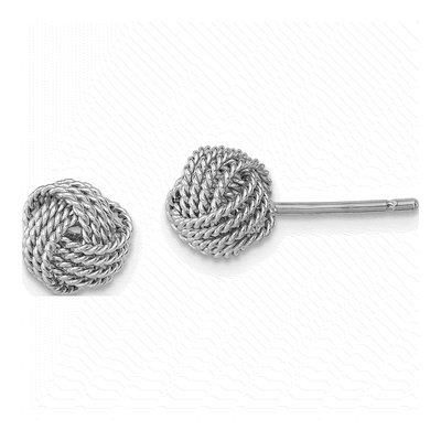 Sterling Silver Rope Knot Button Stud Earrings