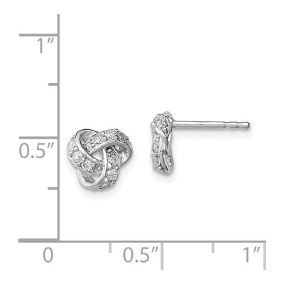 Sterling Silver Round CZ Love Knot Stud Earrings – view 5