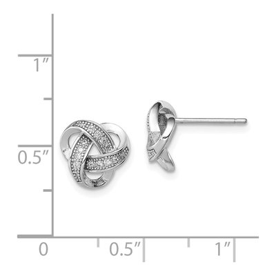 Sterling Silver Round CZ Love Knot Stud Earrings – view 5