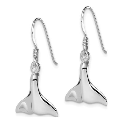 Sterling Silver Whale Tail Dangle Earrings – view 3