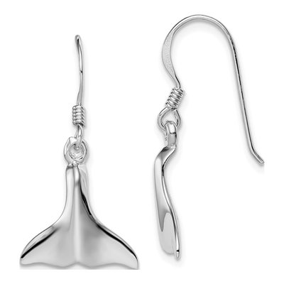 Sterling Silver Whale Tail Dangle Earrings