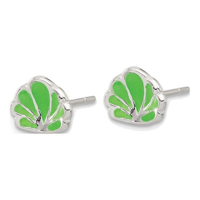 Sterling Silver Enamel Seashell Stud Earrings – view 3