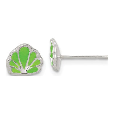 Sterling Silver Enamel Seashell Stud Earrings
