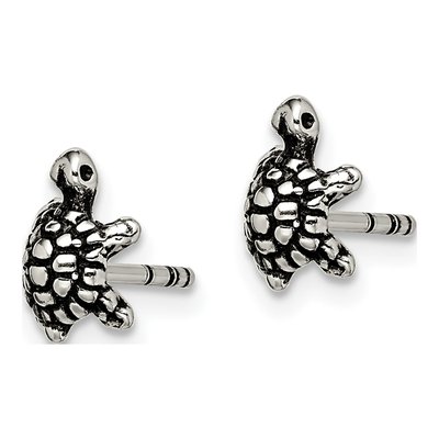 Sterling Silver Antiqued Turtle Stud Earrings – view 3