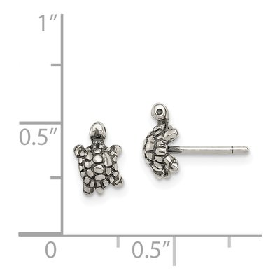 Sterling Silver Antiqued Turtle Stud Earrings – view 5