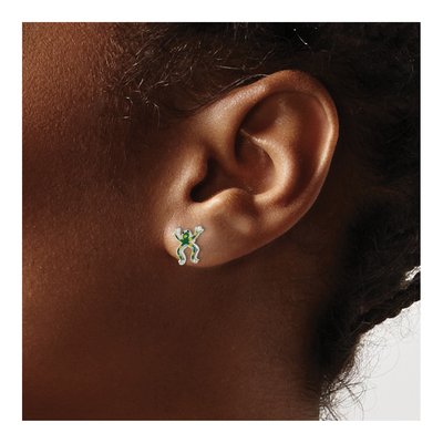 Sterling Silver Enamel Frog Stud Earrings – view 4