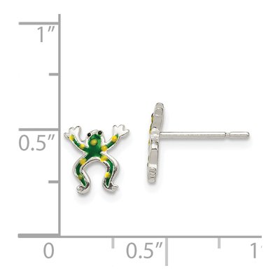 Sterling Silver Enamel Frog Stud Earrings – view 5