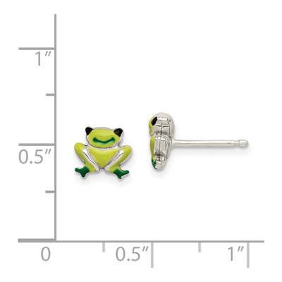 Sterling Silver Enamel Frog for Kids Stud Earrings – view 5