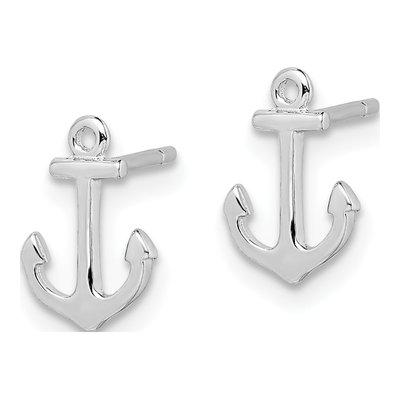 Sterling Silver Anchor Stud Earrings – view 3