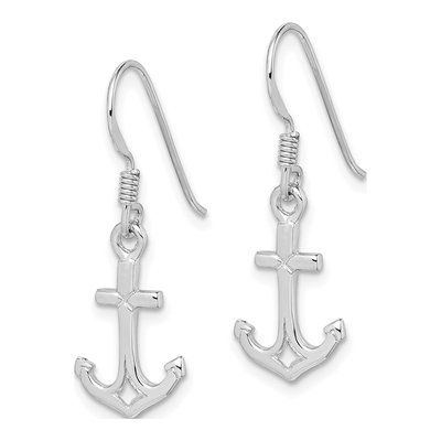 Sterling Silver Anchor Dangle Earrings – view 3