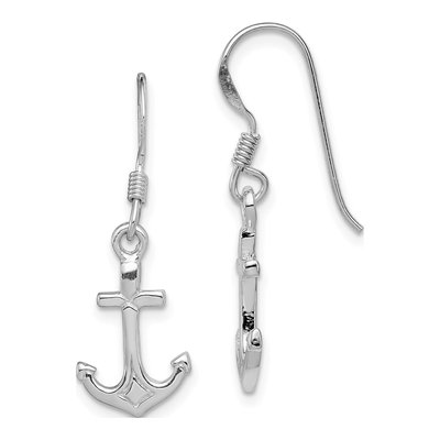 Sterling Silver Anchor Dangle Earrings
